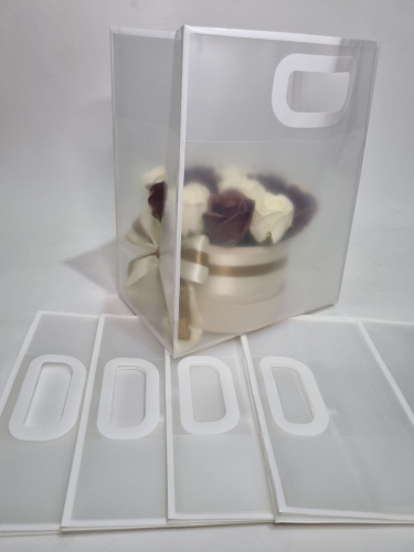 Сумка прозрачная. Ручки вырезаны. Белый. Размер М средний фото 2