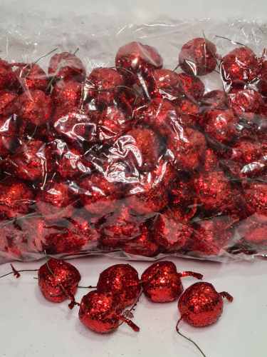 Яблоко блестящее, декоративное на ножке. Цвет красный. Упаковка 100 шт. фото 2