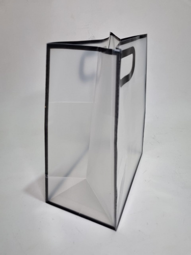 Сумка прозрачная. Ручки вырезаны. Черный. Размер L  большой фото 2