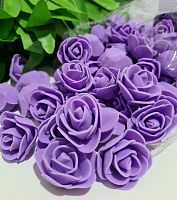 Цветы из фоамирана 3,5 см Фиолетовый с юбочкой из органзы.. Упаковка 100 шт.