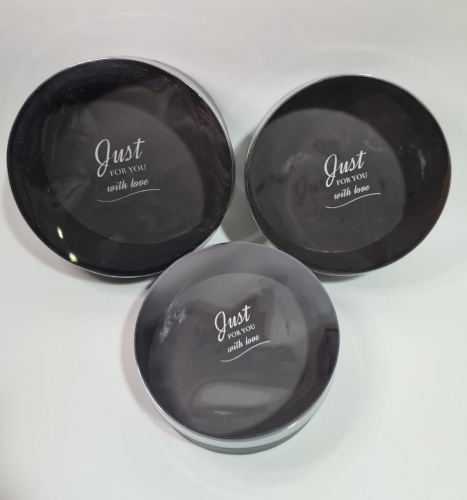 Коробки круглые с прозрачной крышкой 3в1  Цвет: Черный