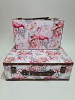 Деревянный декоративный чемодан "фламинго" Набор 2в1