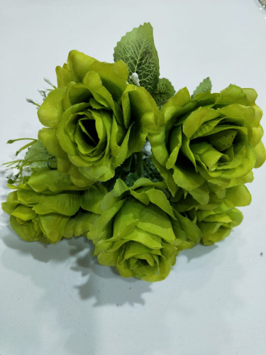 Искусственные цветы. Букет роз №4. Упаковка 2 шт. Высота 28 см, 5 голов, ткань.