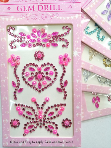 Наклейки стразы акриловые прозрачные №1 "Розовые" Наклейки стразы акриловые прозрачные №1 "Розовые"