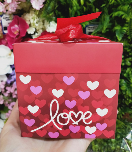 коробка сборная 15*15 см love красная