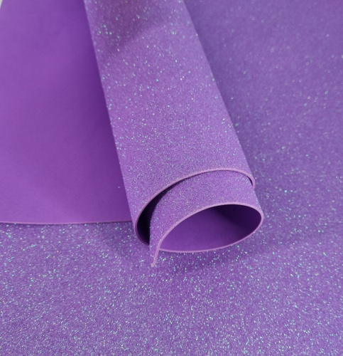 фоамиран 2 мм 40*60 глиттерный фиолетовый  уп-10 листов фото 3