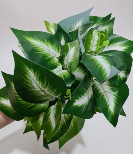 Искусственная травка Сциндапсус. Упаковка 2 шт. Цвет зелено- белый. фото 2