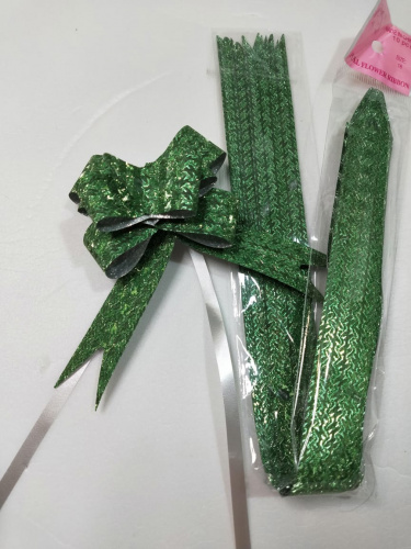 Бант складной.Цвет зелёная елочка. Упаковка 10 шт.