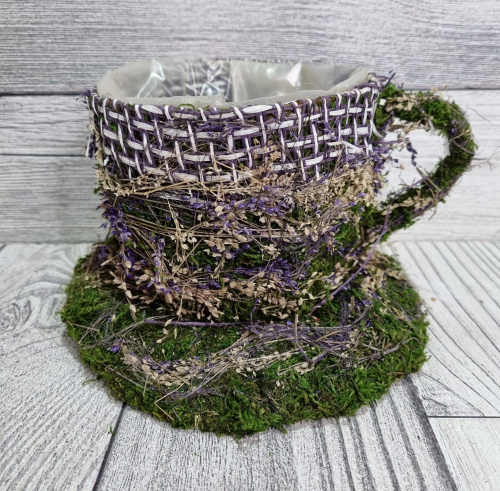 кашпо сухоцвет кружка круглая с блюдцем фиолетовый