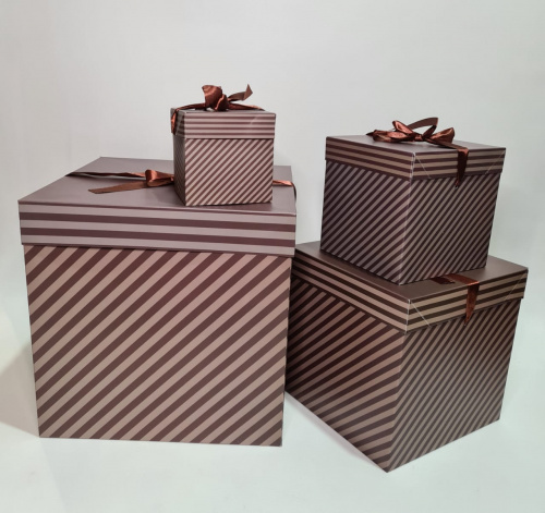 Набор раскладных коробок 4в1. Коричневые Полосы. фото 2