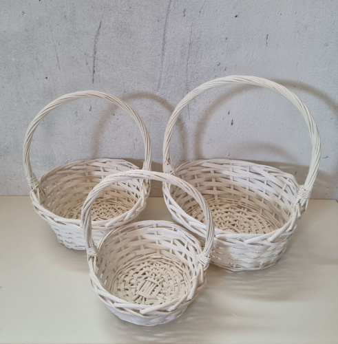 Набор круглых корзин 3в1. Белый фото 2