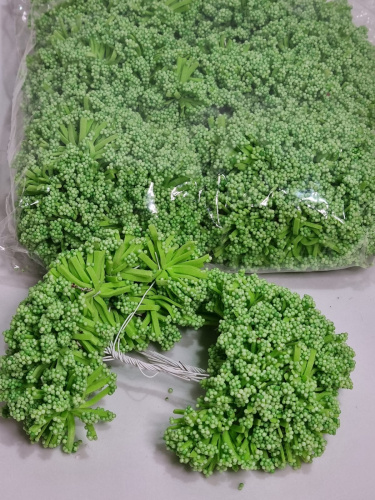 Тычинки флористические. Воздушные. Упаковка 12 шт. Цвет зелёный. Вес 100 гр.