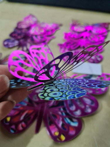 3D бабочки декоративные 12 шт. Кант малиновый фото 2