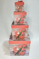 Набор раскладных коробок 4в1. Три розы на сером заборе.