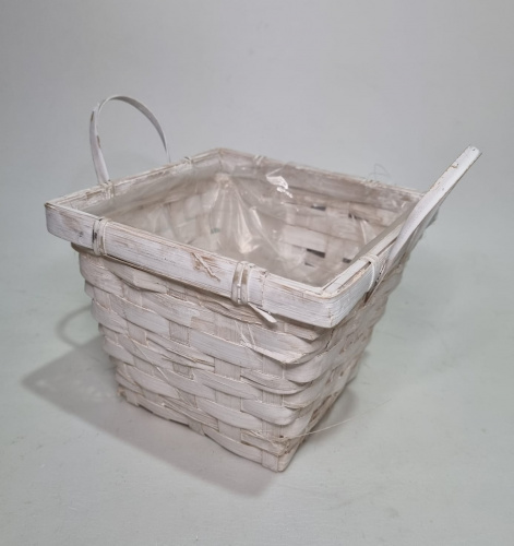 Кашпо плетение. Цвет белый с плёнкой. фото 2