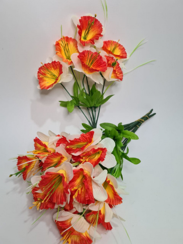 Искусственные цветы Нарцисс. Упаковка 5 шт. Цвет желто- оранжевый