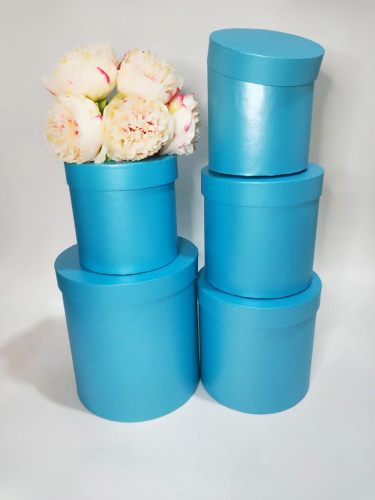 Набор коробок 5в1 Небесная синева. Размер 23*25 - 15*15 см