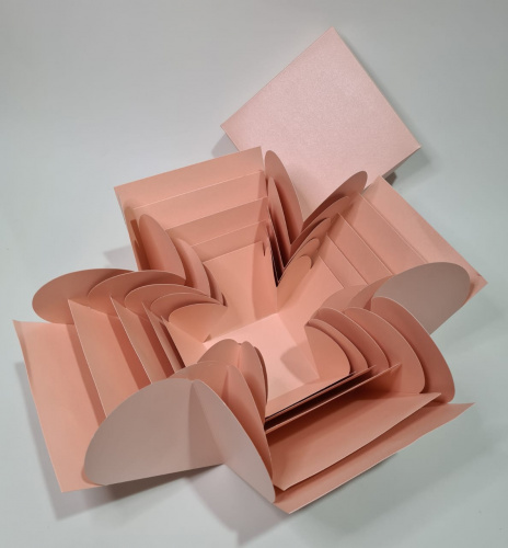 Коробка фотобокс 5 секций. Персиковая.