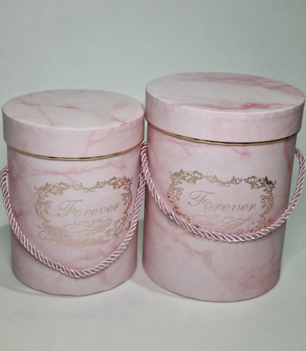 Набор коробок 2в1 . Цвет розовый мрамор