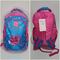 Рюкзак голубой с розовой бабочкой.