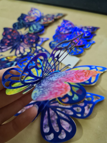 3D бабочки декоративные 12 шт. Кант синий фото 2