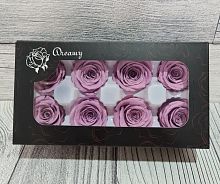 Розы стабилизированные.  Размер 4-5 см.  Цвет темно лиловый. Упаковка 8 шт.