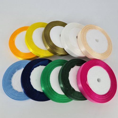 Лента атласная 1.2 см. Микс набор 2. Упаковка 10 шт. фото 3