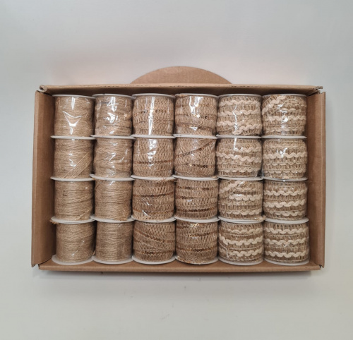 Тесьма декоративная на бухте. Тёмный лён. Намотка 1,5 -1,8 метров.