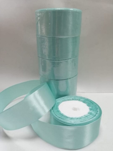 Лента атласная 4 см "Голубая". Длина 22 метра. Упаковка 5 шт