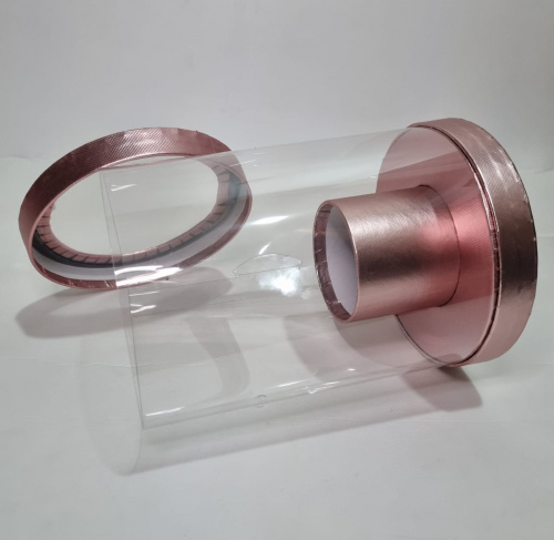 Коробка круглая прозрачная, с внутренним стаканом. Цвет бронза. фото 2