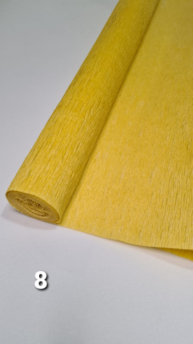 Гофрированная бумага. Номер 8 . Цвет желто - горчичный Ширина 50 см длина 250 см.