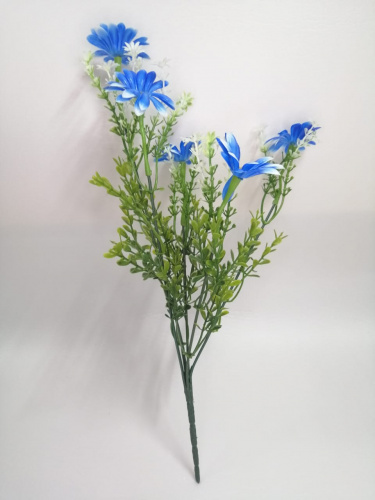 Букет ромашек "синийй", высота 39 см, 5 голов, пластик. Упаковка 2 шт фото 2