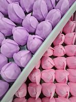 Набор мыльных тюльпанов. Цвет сиреневый/розовый. Упаковка 50 шт (25/25).