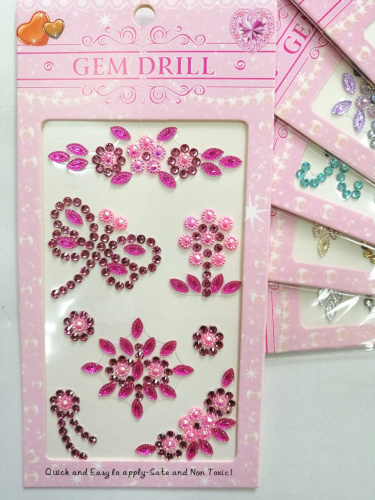 Наклейки стразы акриловые прозрачные №2 "Розовые" Наклейки стразы акриловые прозрачные №2 "Розовые"