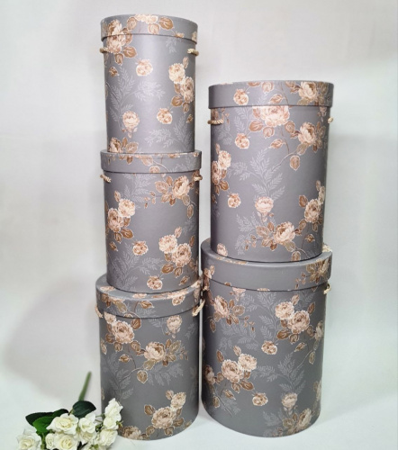 Набор коробок 5в1 Пионы. Цвет серый фото 2