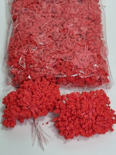 Тычинки флористические. Воздушные. Упаковка 12 шт. Цвет красный. Вес 100 гр.