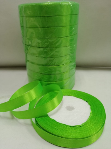 Лента атласная 1,2см "Салатовая". Длина 22 м. Уп-10 шт.