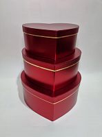 Коробки сердце 3в1. Фольга. Цвет красный.