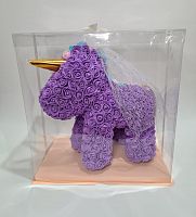 Цветочный Единорог  в подарочной коробке.  Цвет фиолетовый