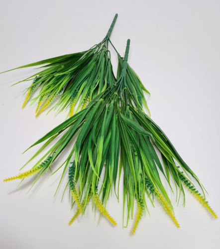 Искусственная травка.  Набор 2 букета. Цветущая Осока. Цвет жёлтый.