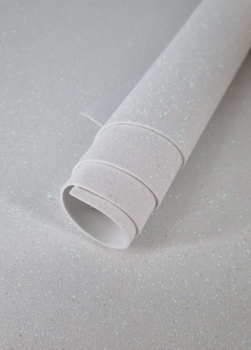 Фоамиран 2мм глиттерный размер 40*60см белый уп-10 листов фото 3