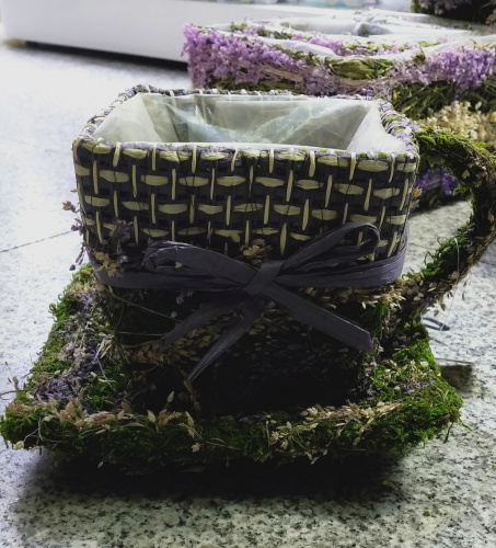 Кашпо сухоцвет кружка квадратная с блюдцем фиолетовый