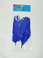 Перо декоративное синее в пакете 2 шт.