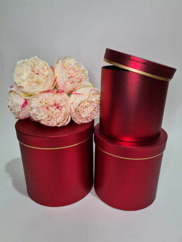 Набор коробок 3в1. Фольга красная.  Размер 19*19,17*17,15*15 см