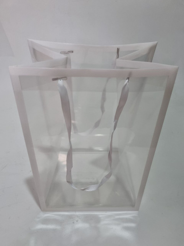 Сумка прозрачная. Ручки тесьма. Цвет канта белый. Размер L 25*18*35 см. фото 3