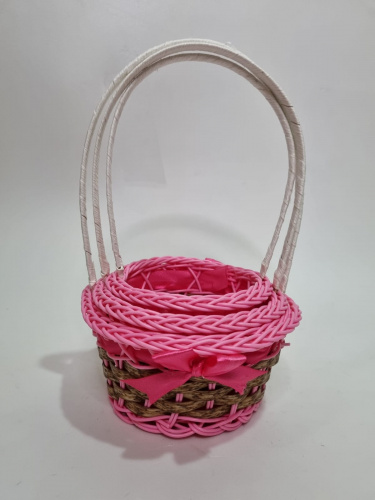 Набор декоративных корзин 3в1. Цвет Розовый, материал пластик. фото 3