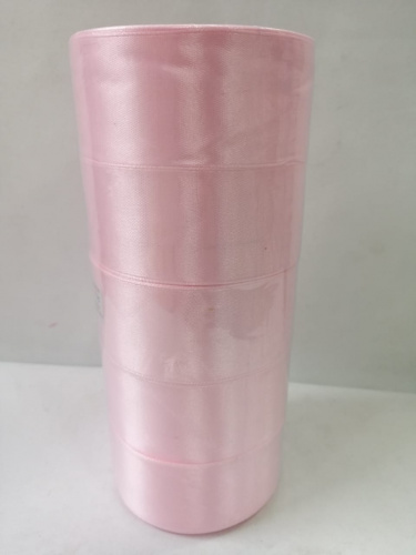 Лента атласная 4 см "Нежно-розовая". Длина 22 метра. Упаковка 5 шт