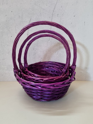 Набор круглых корзин 3в1. Цвет фиолетовый