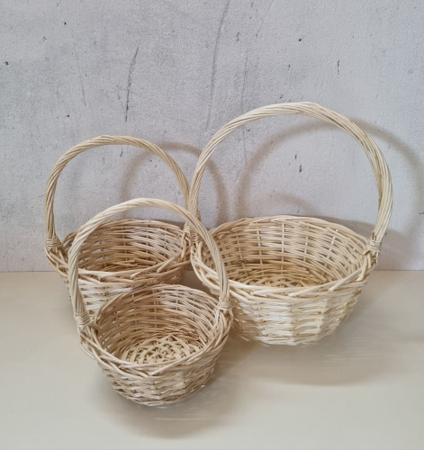 Набор круглых корзин 3в1. Цвет натуральный фото 2