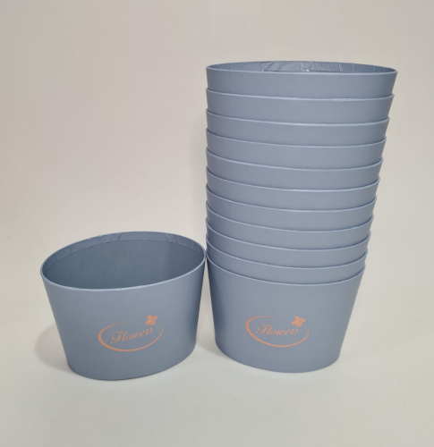 Кашпо овальное Flowers.  Цвет: Цвет голубой